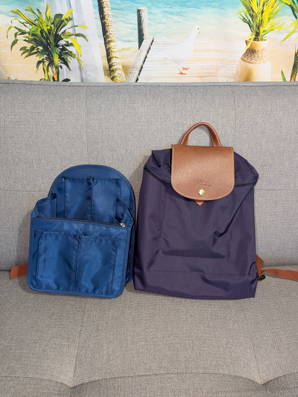 Purple Longchamp Le Pliage Backpack
